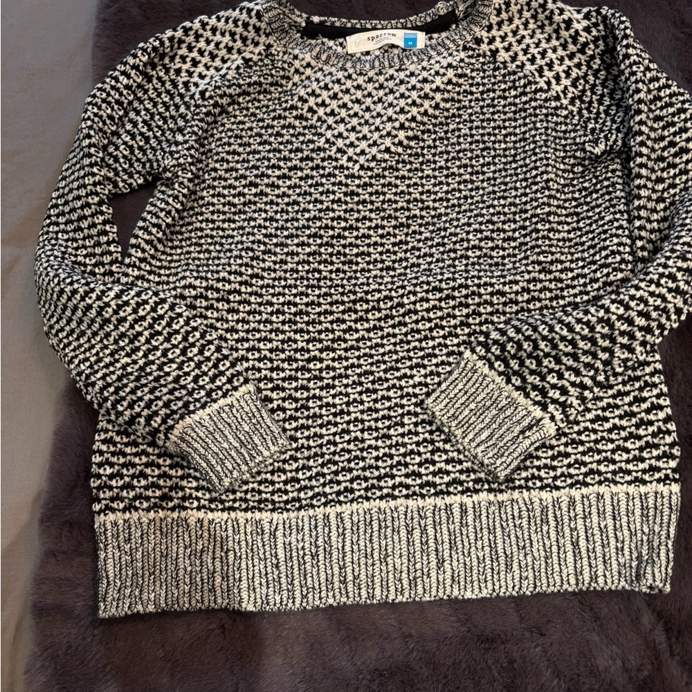 Sparrow Black & White Marled Crew Neck Sweater from Anthropologie.